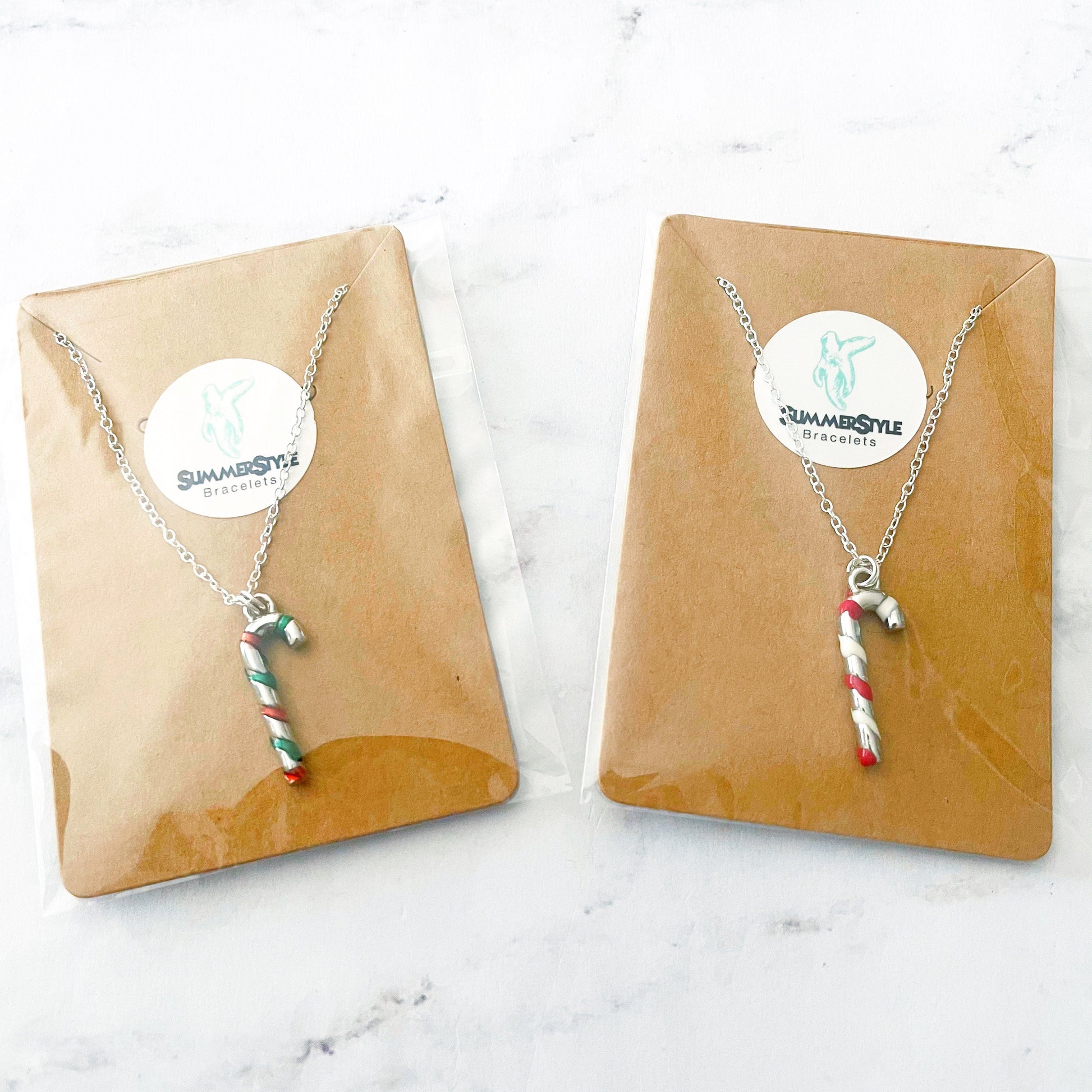 CHRISTMAS Silver Candy Cane Charm Necklace, Christmas Necklace, Christmas Jewelry, Holiday Necklace, SummerStyle Bracelets