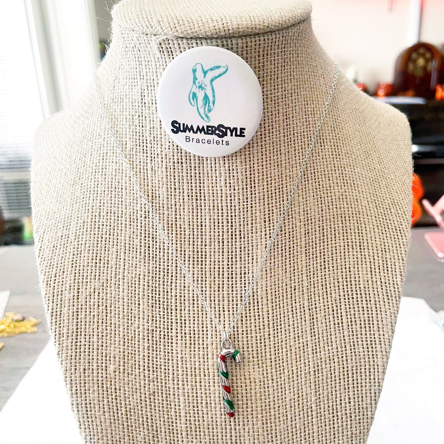 CHRISTMAS Silver Candy Cane Charm Necklace, Christmas Necklace, Christmas Jewelry, Holiday Necklace, SummerStyle Bracelets