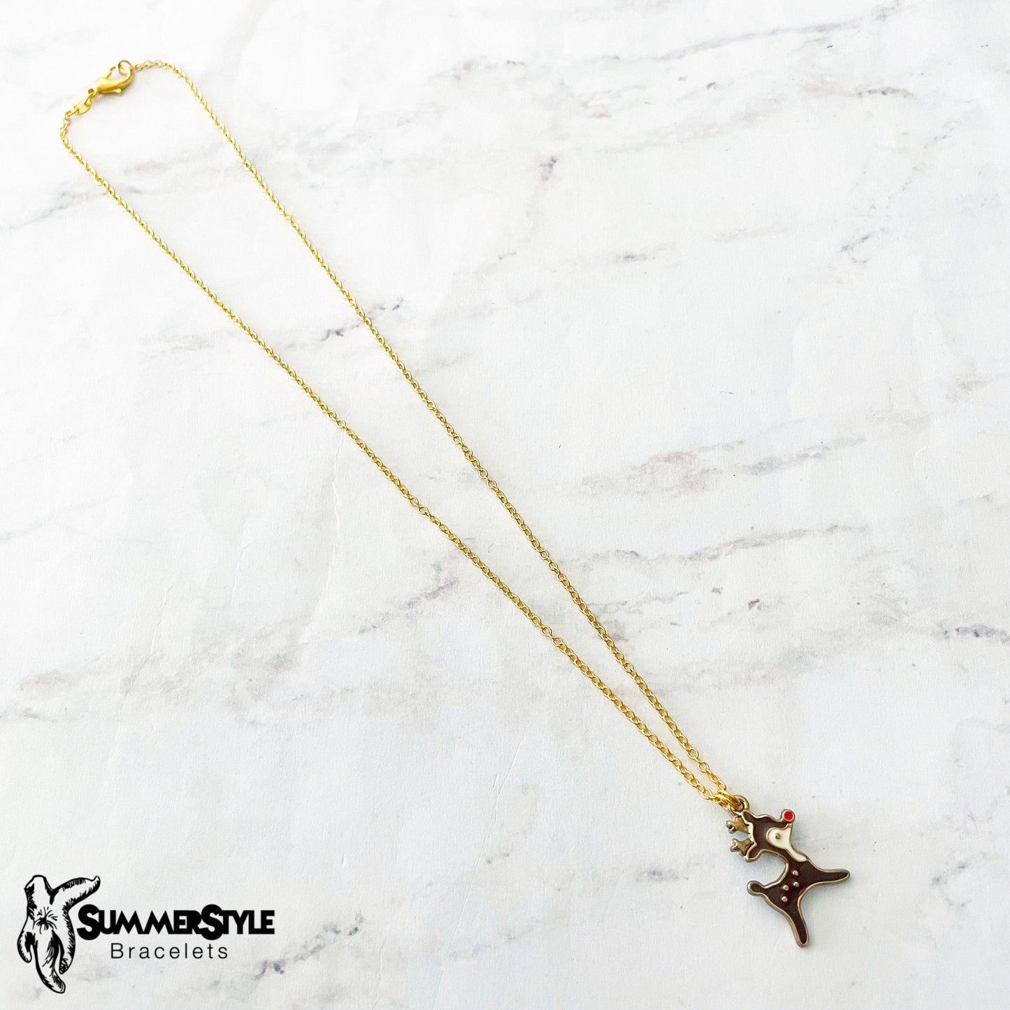 CHRISTMAS Rudolph Charm Necklace, Christmas Necklace, Christmas Jewelry, Gold Chain Necklace, SummerStyle Bracelets