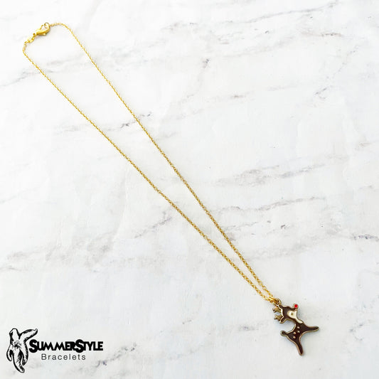 CHRISTMAS Rudolph Charm Necklace, Christmas Necklace, Christmas Jewelry, Gold Chain Necklace, SummerStyle Bracelets