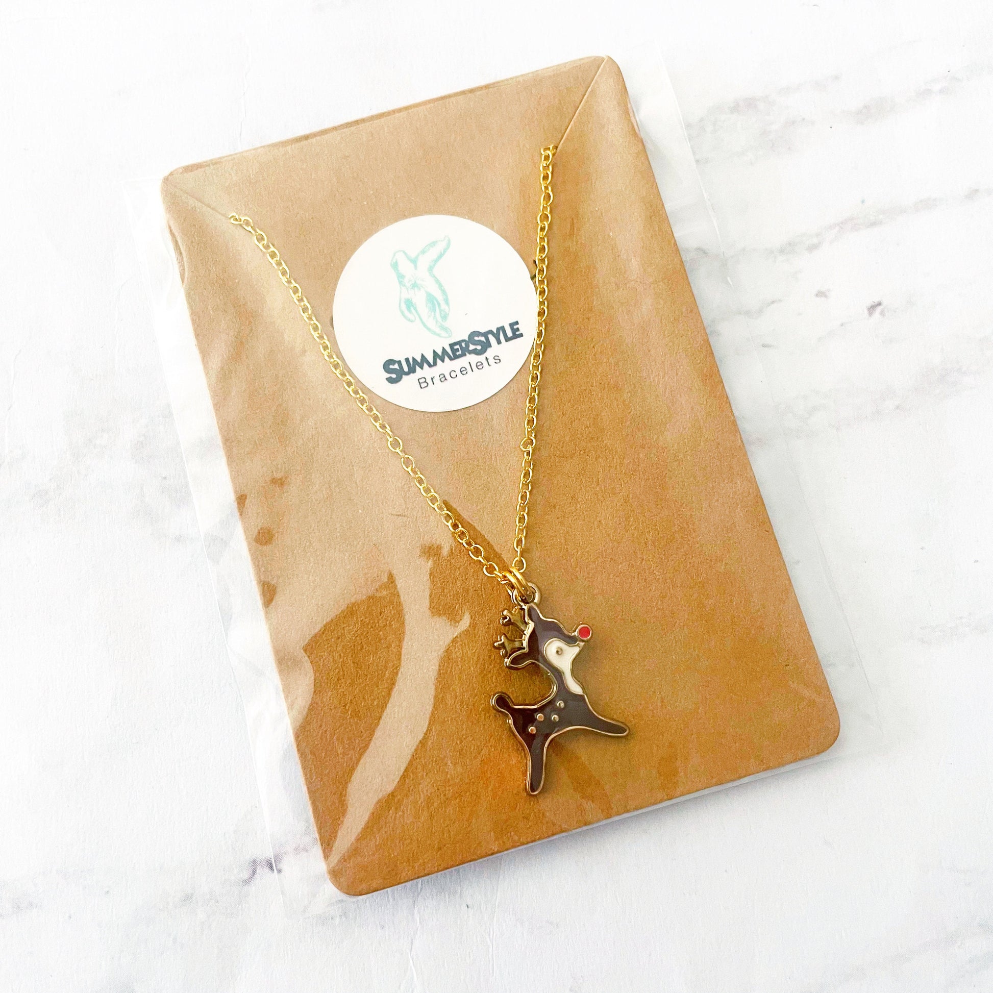 CHRISTMAS Rudolph Charm Necklace, Christmas Necklace, Christmas Jewelry, Gold Chain Necklace, SummerStyle Bracelets