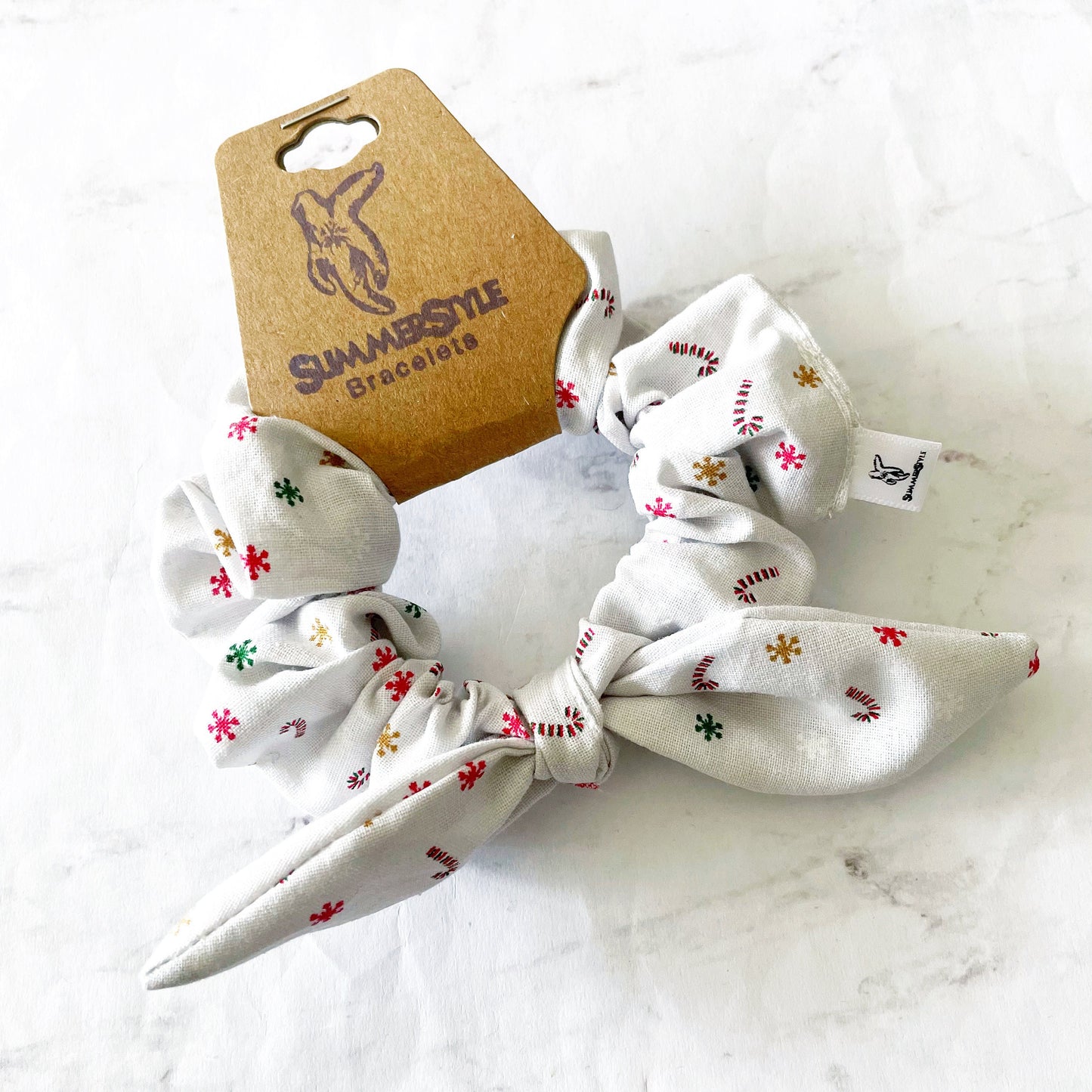 CHRISTMAS Holiday Goodies Bow Scrunchie, Scrunched Bow Hair Tie, Hair Accessories, Bow Hair Tie, SummerStyle Bracelets