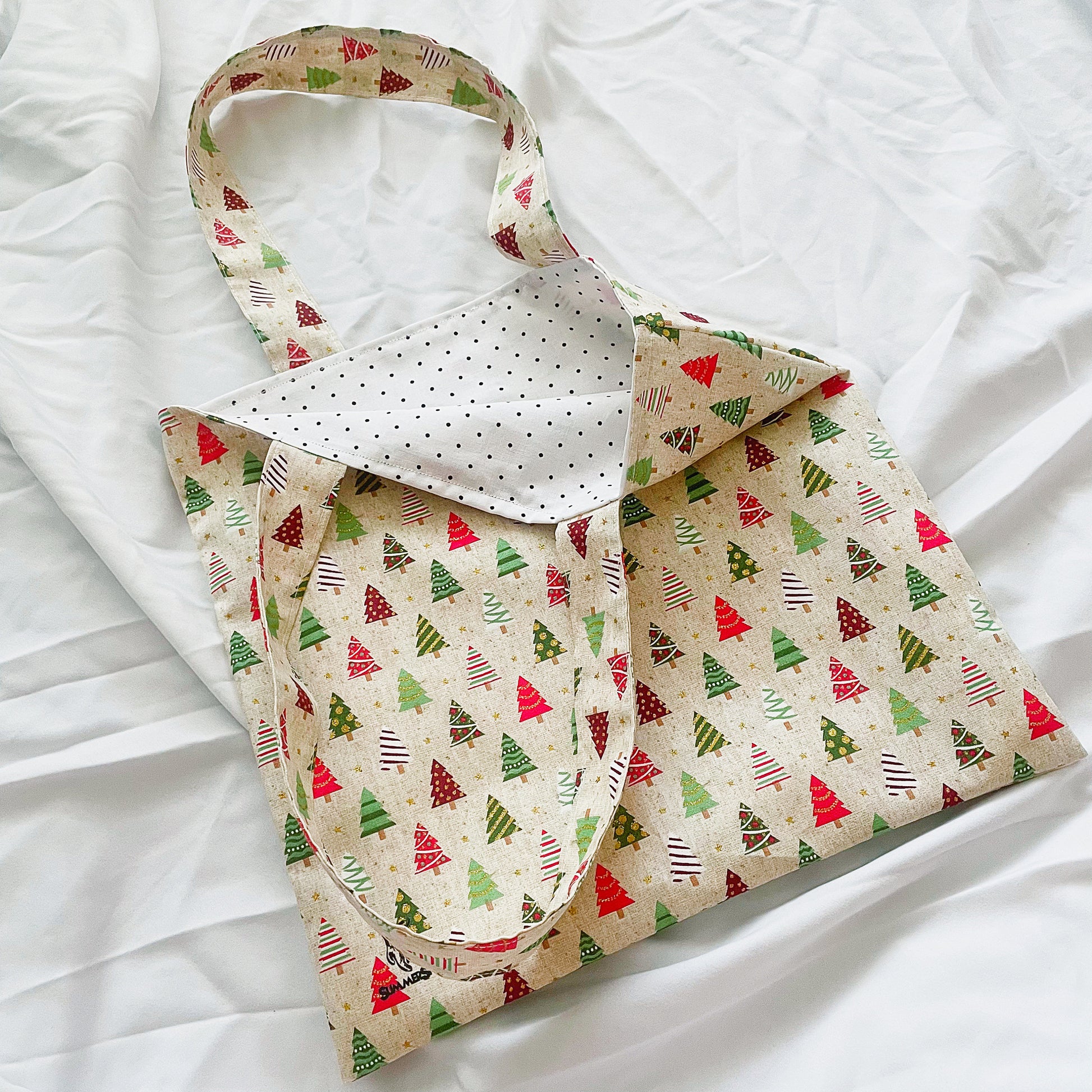Christmas Tree Reversible Bookish Tote Bag, Reversible Tote, Tablet Bag, Holiday Tote Bag, Book Tote, SummerStyle Bracelets