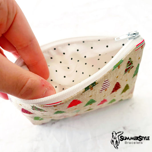 CHRISTMAS Tree Zipper Pouch, Small Travel Bag, Zipper Coin Pouch, Toiletries Pouch, SummerStyle Bracelets