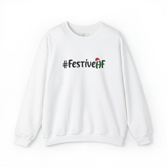 Festive AF Unisex Heavy Blend Crewneck Sweatshirt, Holiday Sweatshirt, Cotton Crewneck, SummerStyle Bracelets
