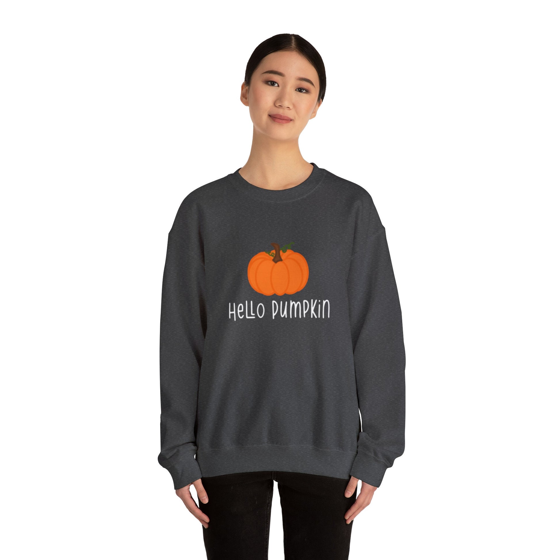 Hello Pumpkin Unisex Heavy Blend Crewneck Sweatshirt, Fall Sweatshirt, Cotton Crewneck, SummerStyle Bracelets