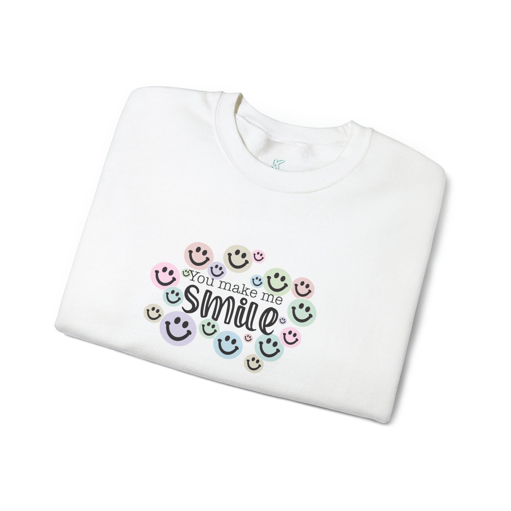 You Make Me Smile Unisex Heavy Blend Crewneck Sweatshirt, Happy Face Sweatshirt, Cotton Crewneck, SummerStyle Bracelets