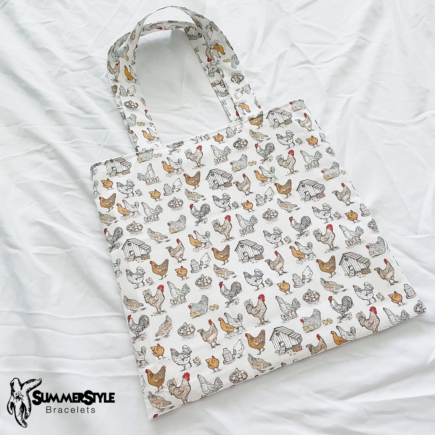 Country Chicken Reversible Bookish Tote Bag, Reversible Tote, Tablet Bag, Book Tote, SummerStyle Bracelets