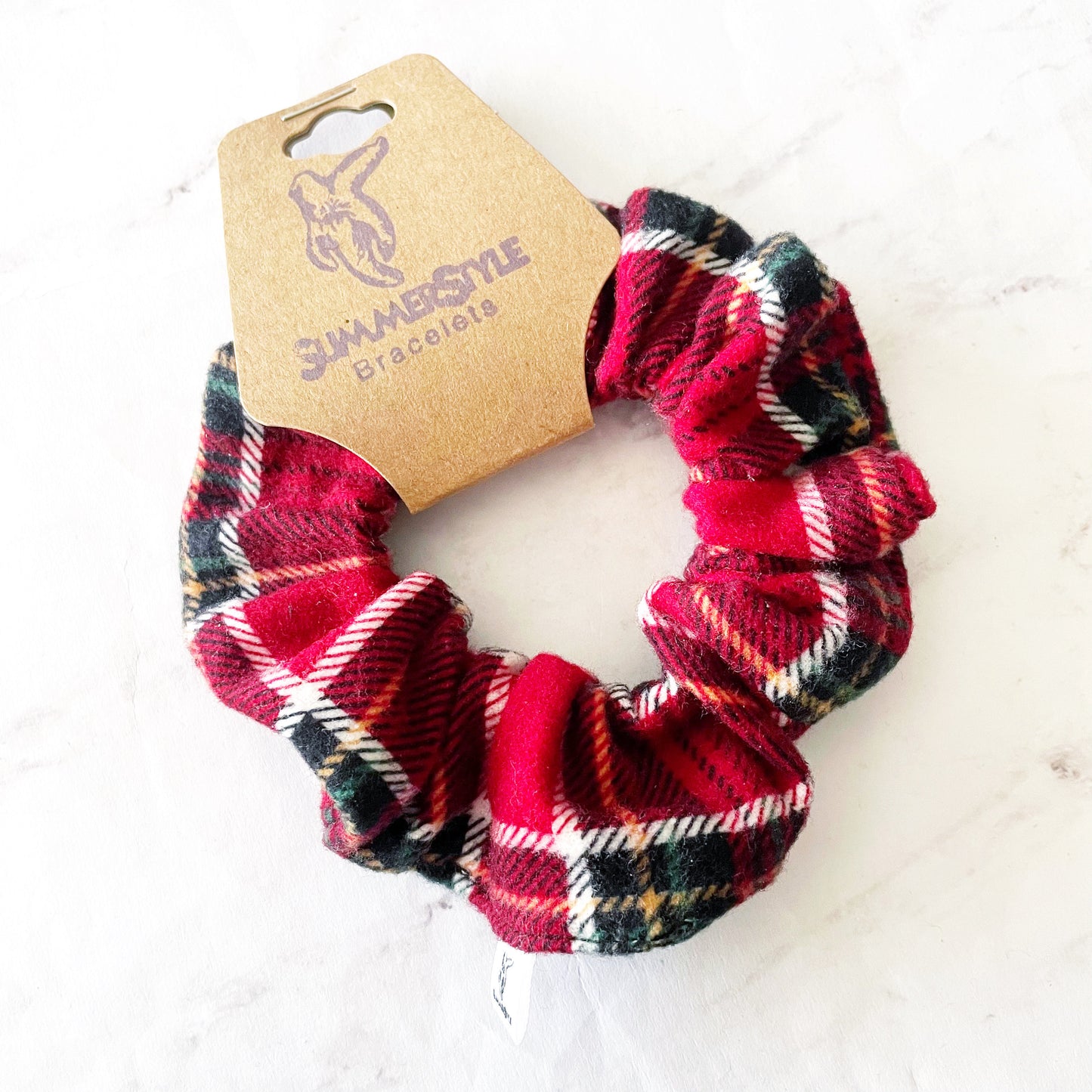 Red Christmas Plaid Flannel Scrunchie, Winter Accessories, Soft Scrunchie, Holiday Flannel, SummerStyle Bracelets