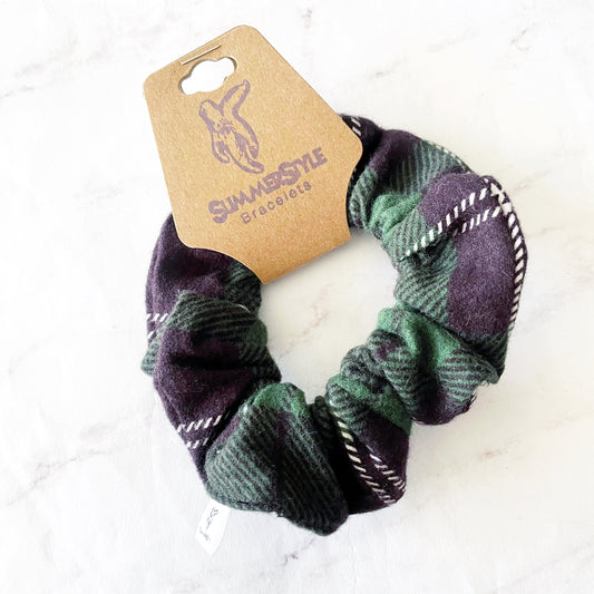 Green Christmas Plaid Flannel Scrunchie, Winter Accessories, Soft Scrunchie, Holiday Flannel, SummerStyle Bracelets
