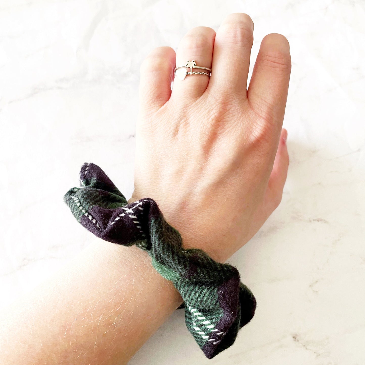 Green Christmas Plaid Flannel Scrunchie, Winter Accessories, Soft Scrunchie, Holiday Flannel, SummerStyle Bracelets