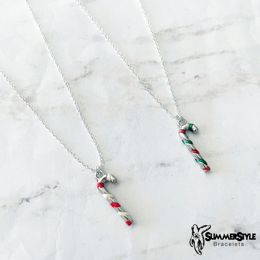 CHRISTMAS Silver Candy Cane Charm Necklace, Christmas Necklace, Christmas Jewelry, Holiday Necklace, SummerStyle Bracelets