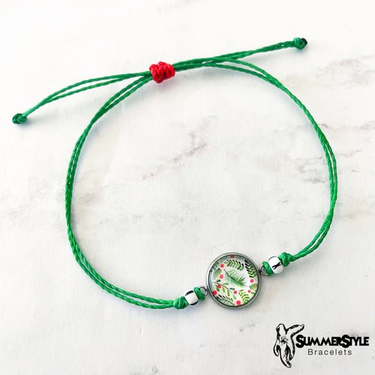 CHRISTMAS Vintage Holly Adjustable Waterproof Bracelet | Holiday Jewelry | Cabochon Bracelet | Christmas Jewelry | SummerStyle Bracelets
