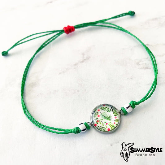 CHRISTMAS Vintage Holly Adjustable Waterproof Bracelet | Holiday Jewelry | Cabochon Bracelet | Christmas Jewelry | SummerStyle Bracelets