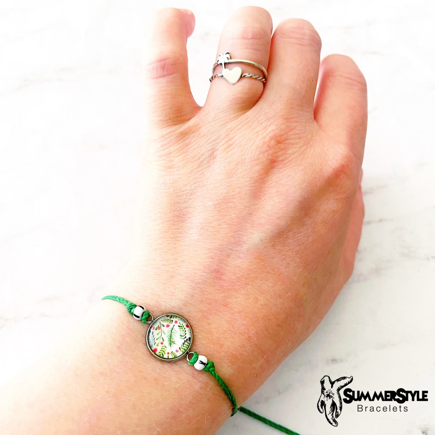 CHRISTMAS Vintage Holly Adjustable Waterproof Bracelet | Holiday Jewelry | Cabochon Bracelet | Christmas Jewelry | SummerStyle Bracelets