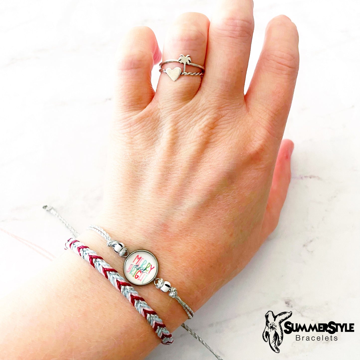 CHRISTMAS Merry & Bright Bracelet Set, Christmas Bracelet, Holiday Jewelry, Braided Bracelet, SummerStyle Bracelets