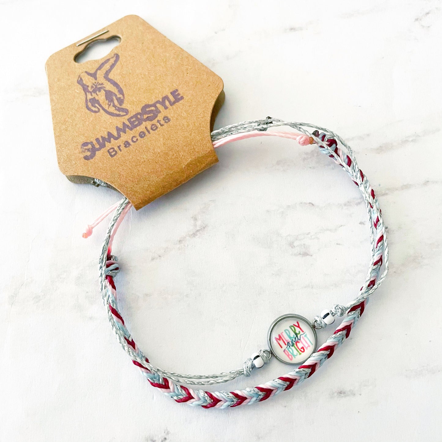 CHRISTMAS Merry & Bright Bracelet Set, Christmas Bracelet, Holiday Jewelry, Braided Bracelet, SummerStyle Bracelets