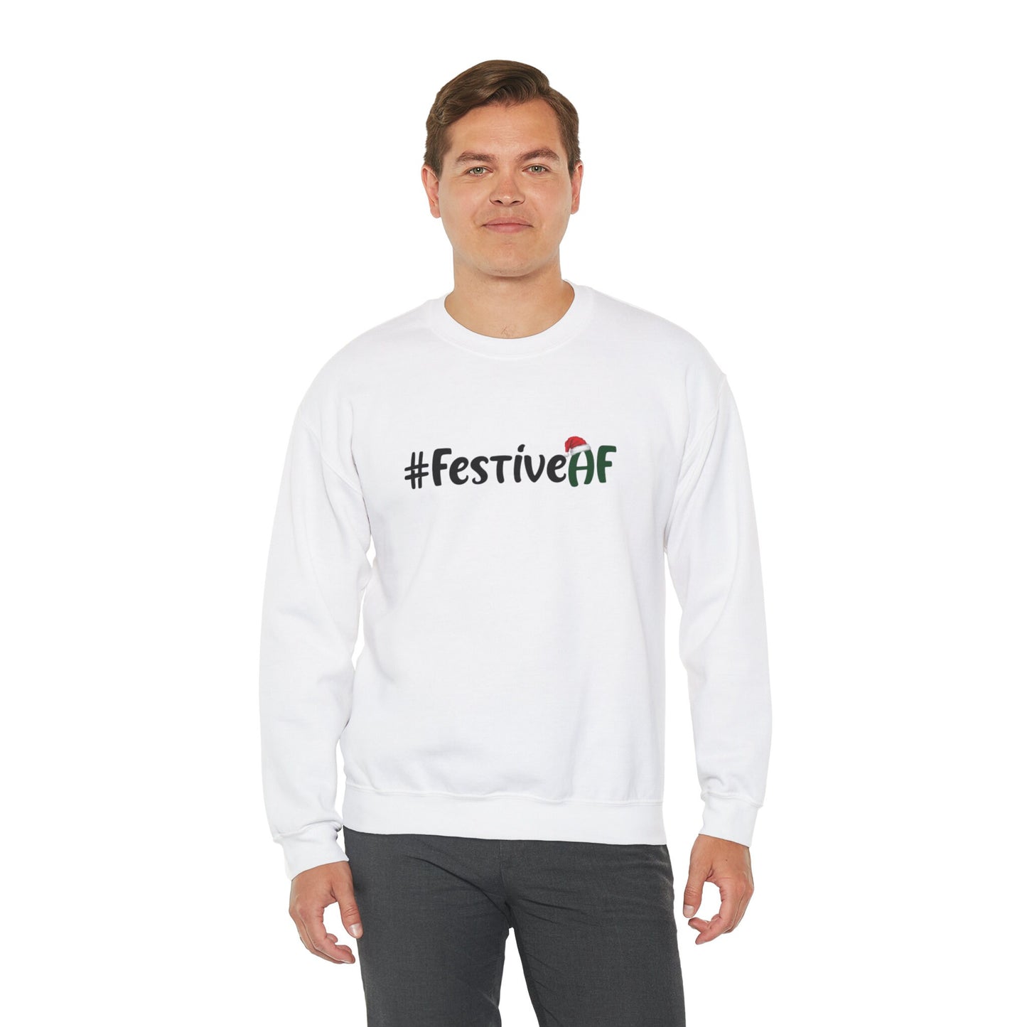 Festive AF Unisex Heavy Blend Crewneck Sweatshirt, Holiday Sweatshirt, Cotton Crewneck, SummerStyle Bracelets