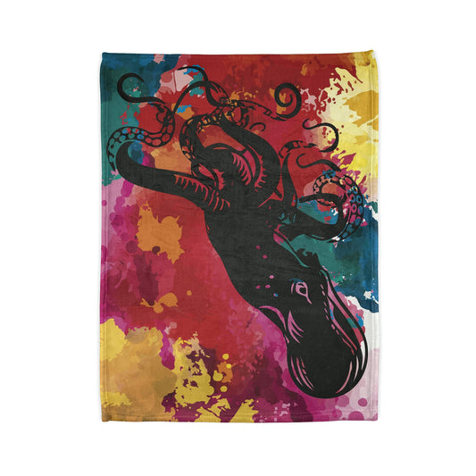 Watercolor Octopus Soft Polyester Blanket, Cozy Throw Blanket, Octopus Blanket, SummerStyle Bracelets