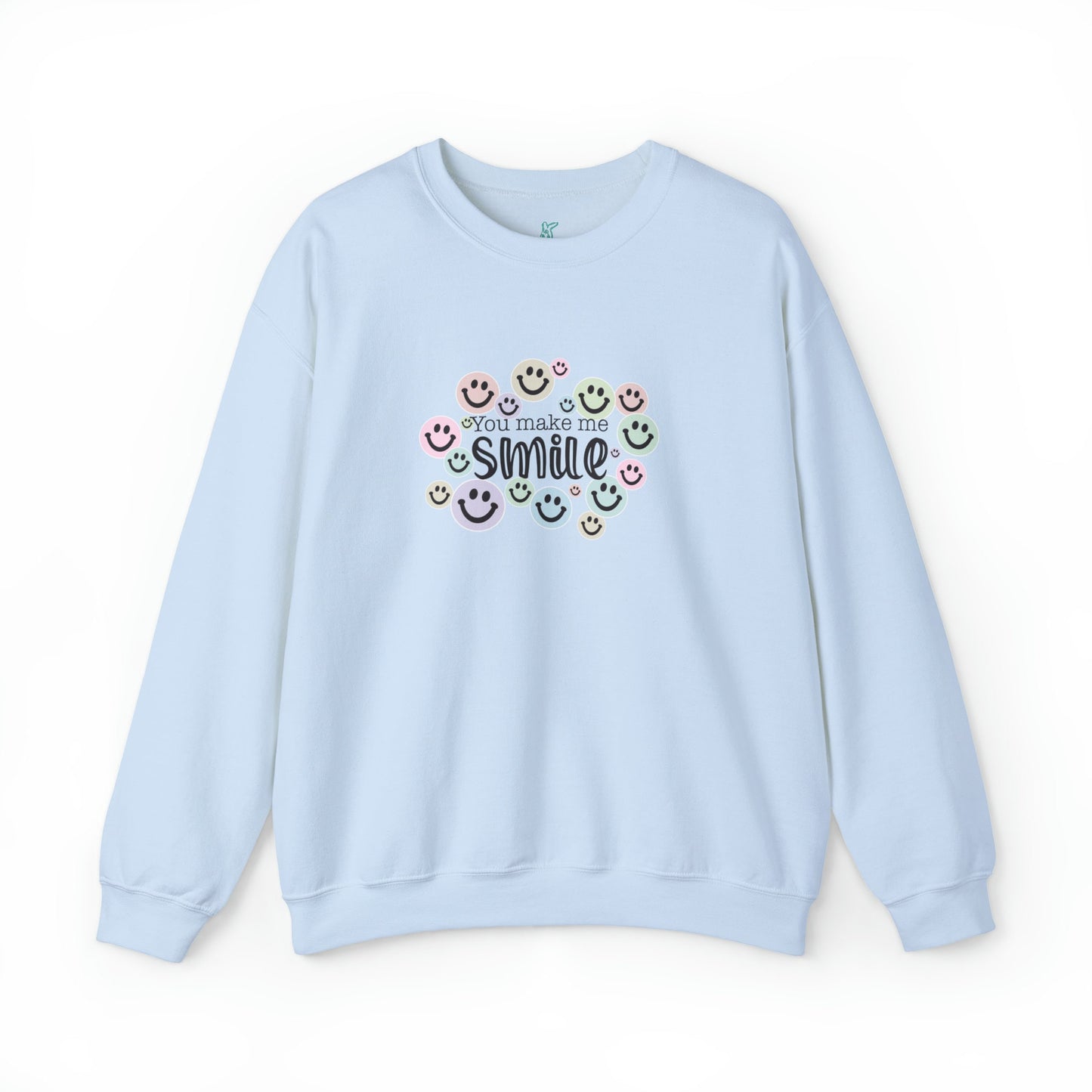 You Make Me Smile Unisex Heavy Blend Crewneck Sweatshirt, Happy Face Sweatshirt, Cotton Crewneck, SummerStyle Bracelets