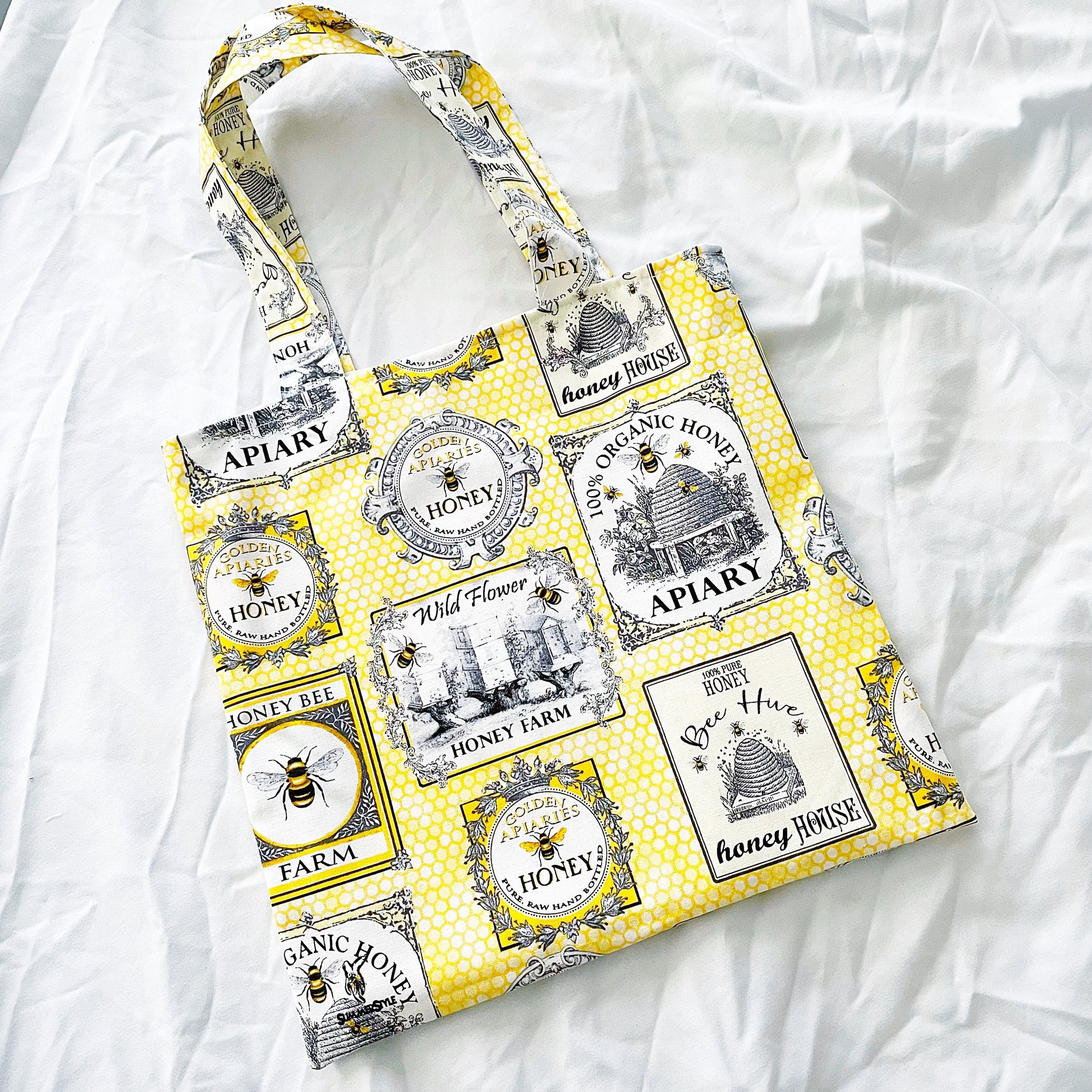 Honey Bee Farm Reversible Bookish Tote Bag, Reversible Tote, Tablet Bag, Book Tote, SummerStyle Bracelets