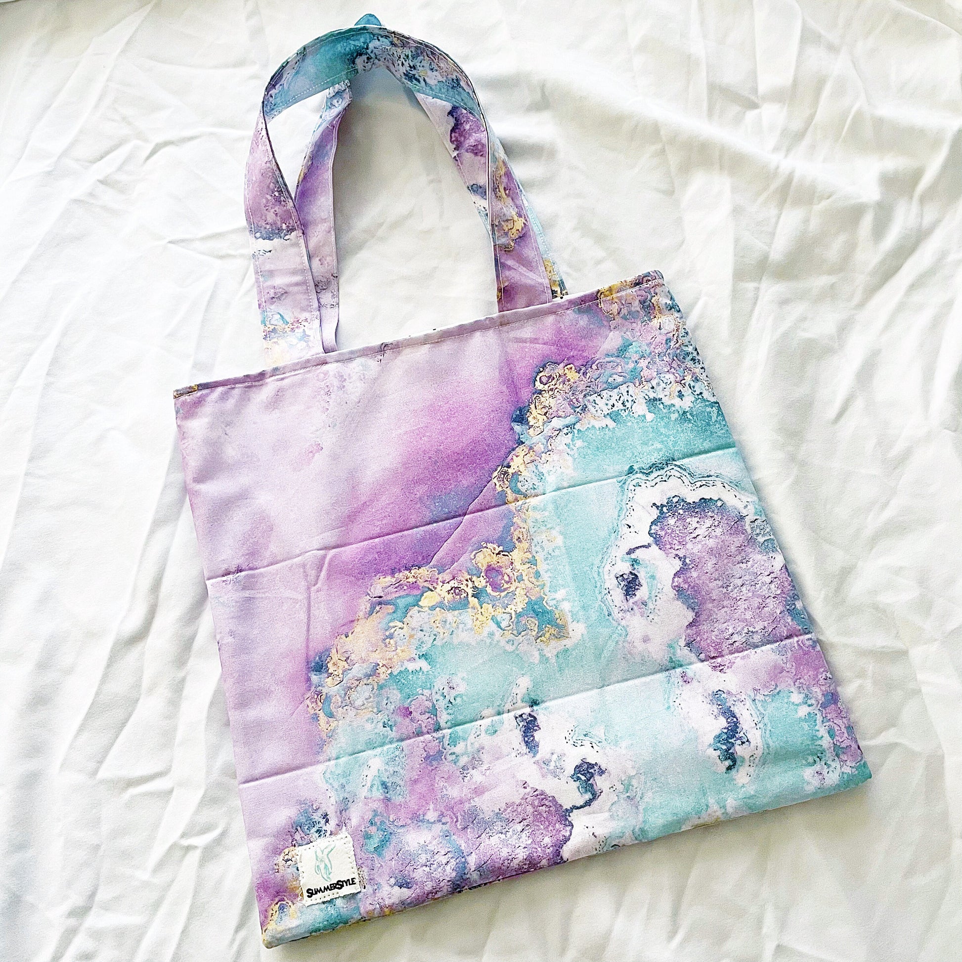 Lavender Geode Reversible Bookish Tote Bag, Reversible Tote, Tablet Bag, Book Tote, SummerStyle Bracelets