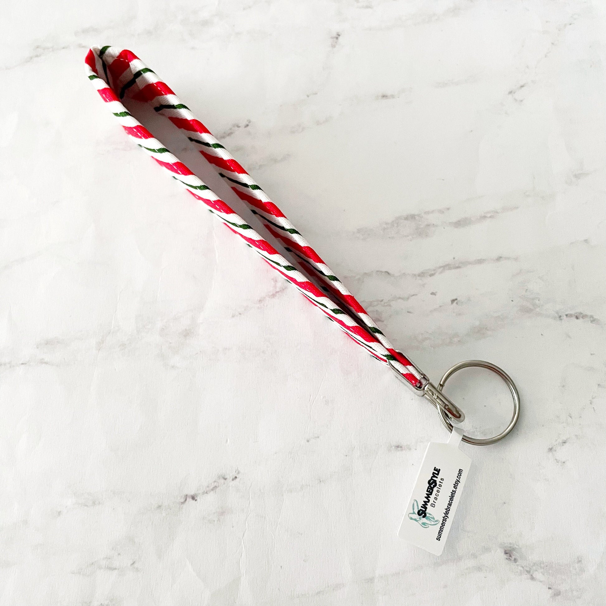 CHRISTMAS Stripes Key Fob Wristlet, 6.5in Wristlet Lanyard, Keychain Wristlet, Handmade Lanyard, SummerStyle Bracelets