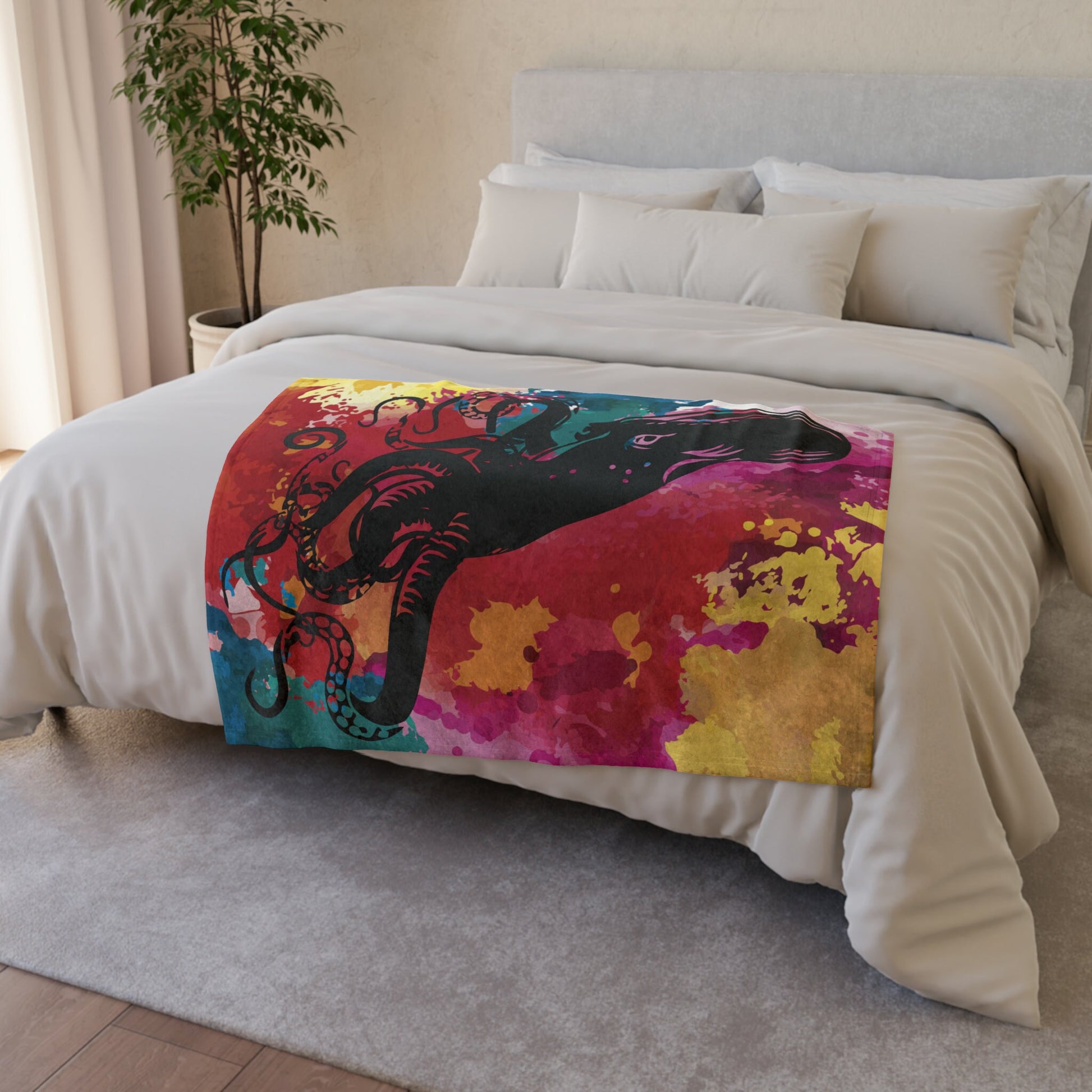 Watercolor Octopus Soft Polyester Blanket, Cozy Throw Blanket, Octopus Blanket, SummerStyle Bracelets