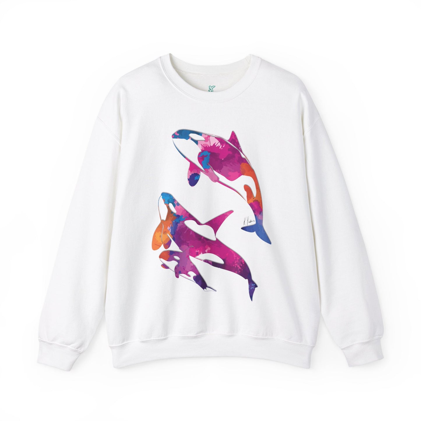 Watercolor Orca Unisex Heavy Blend Crewneck Sweatshirt, Orca Whale Sweatshirt, Cotton Crewneck, SummerStyle Bracelets