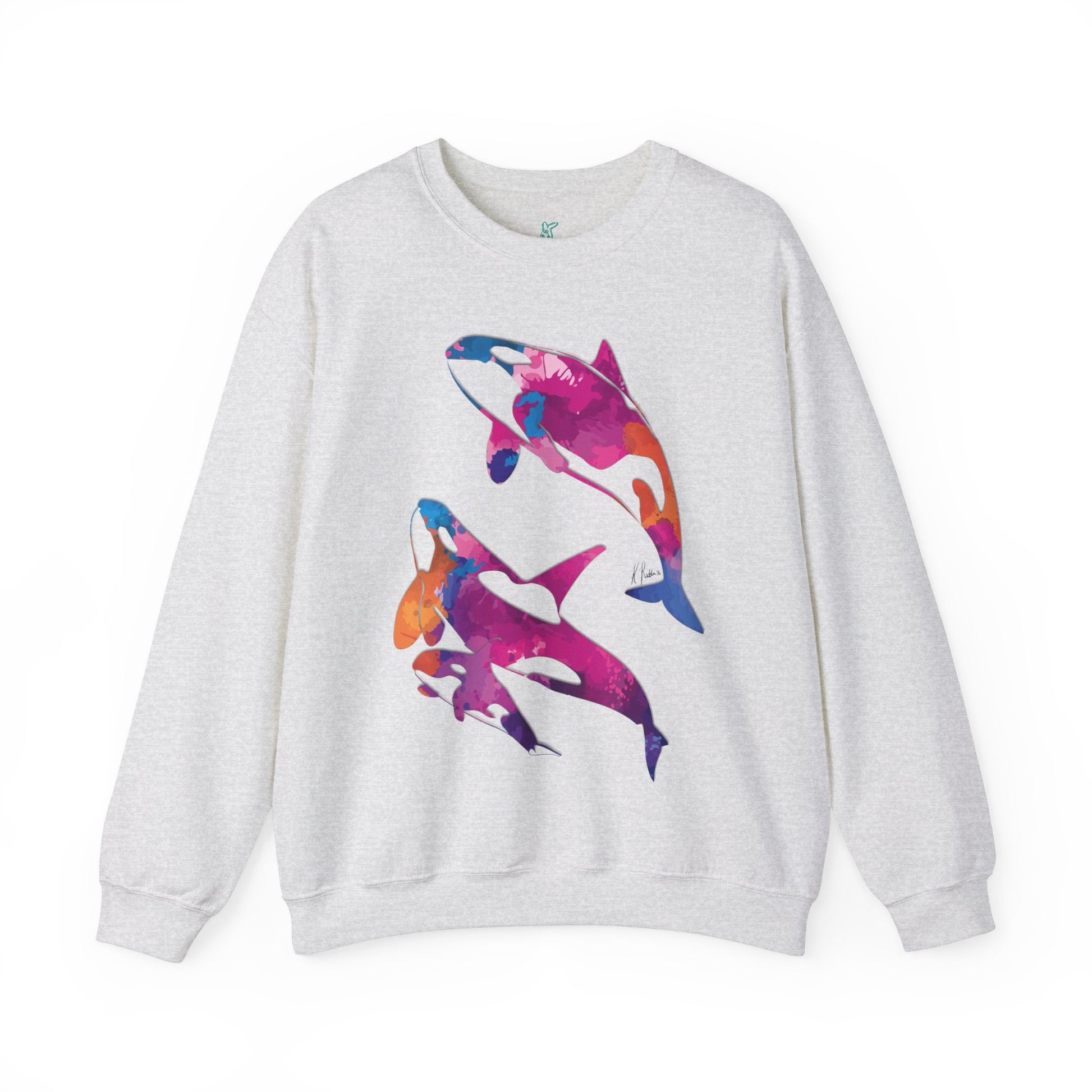 Watercolor Orca Unisex Heavy Blend Crewneck Sweatshirt, Orca Whale Sweatshirt, Cotton Crewneck, SummerStyle Bracelets