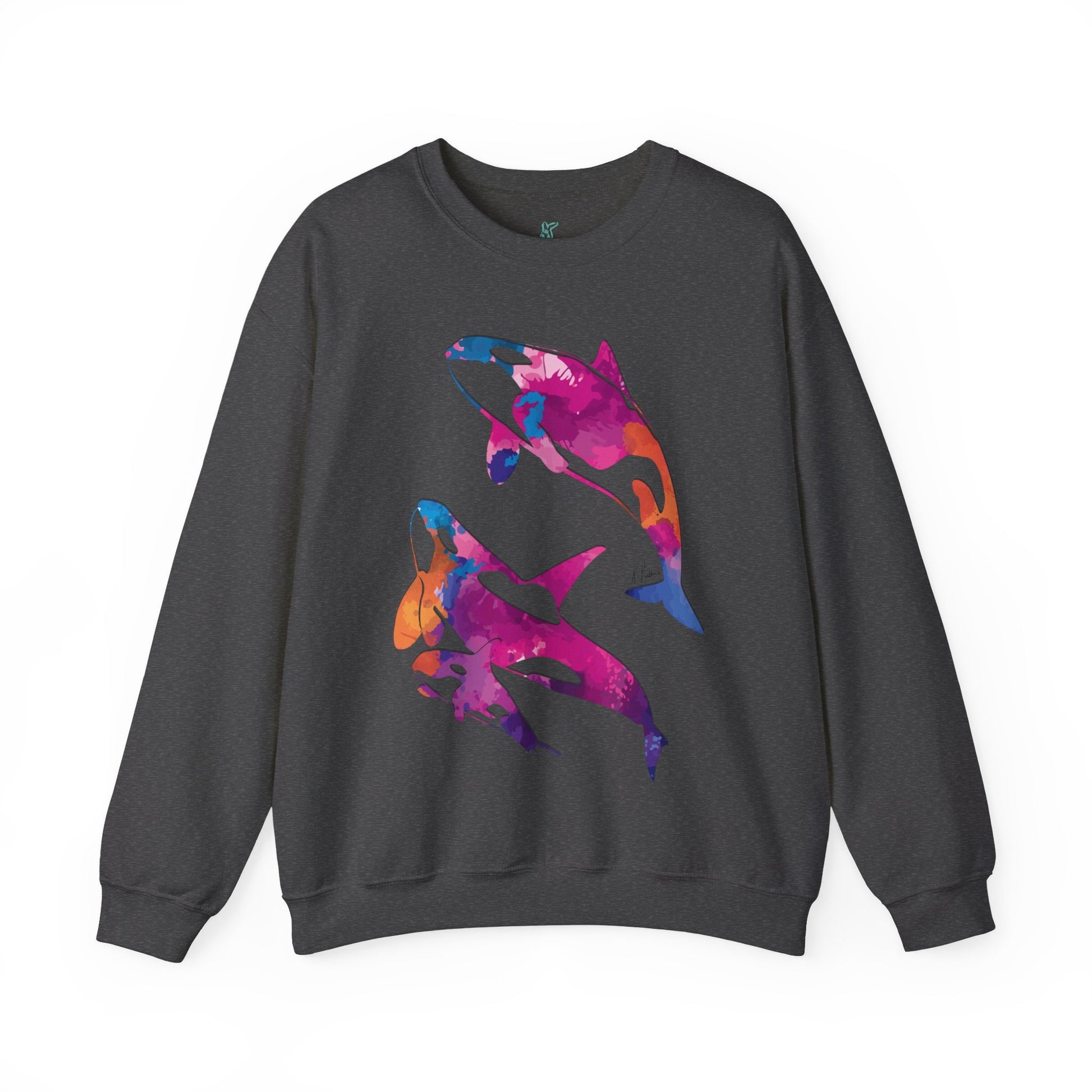 Watercolor Orca Unisex Heavy Blend Crewneck Sweatshirt, Orca Whale Sweatshirt, Cotton Crewneck, SummerStyle Bracelets