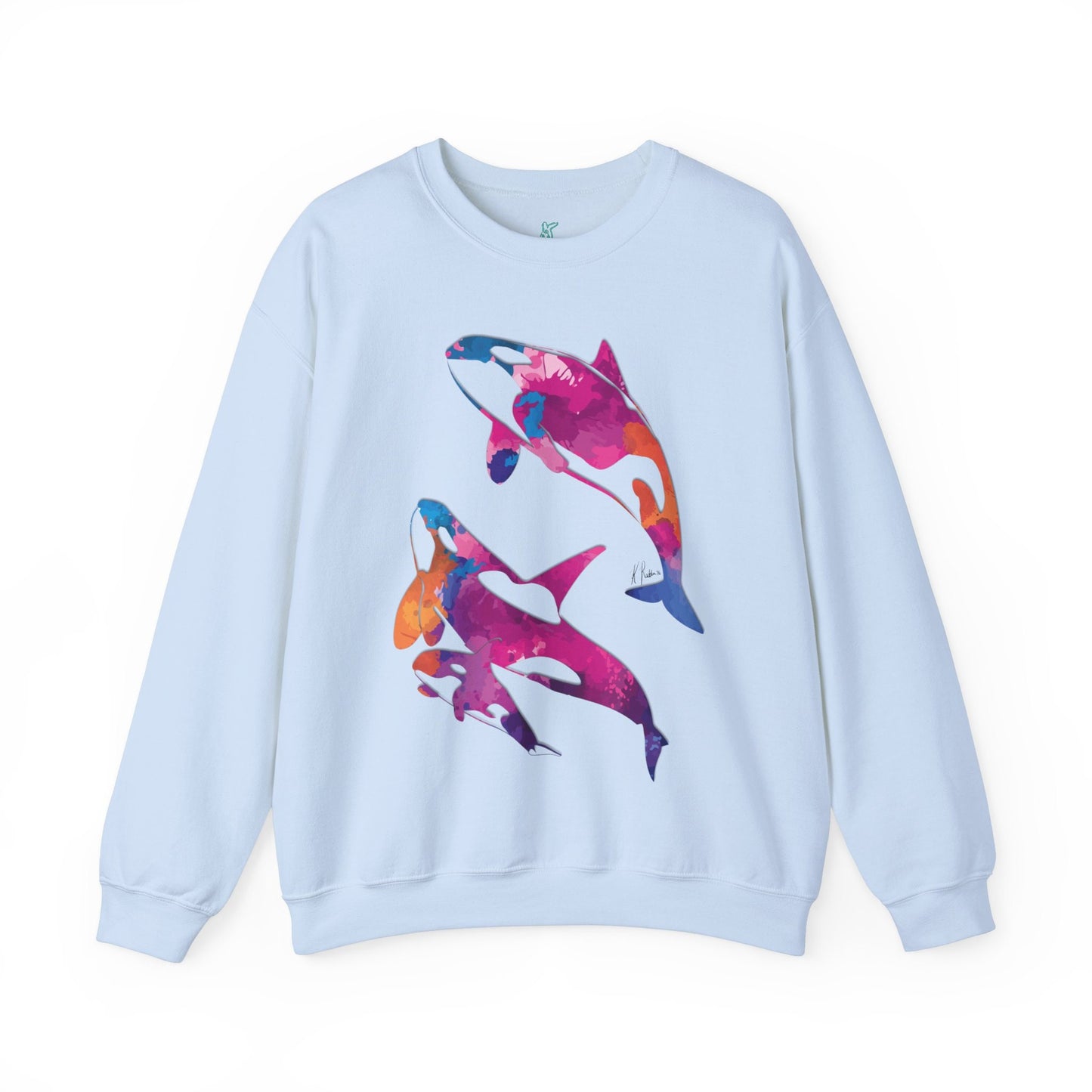 Watercolor Orca Unisex Heavy Blend Crewneck Sweatshirt, Orca Whale Sweatshirt, Cotton Crewneck, SummerStyle Bracelets