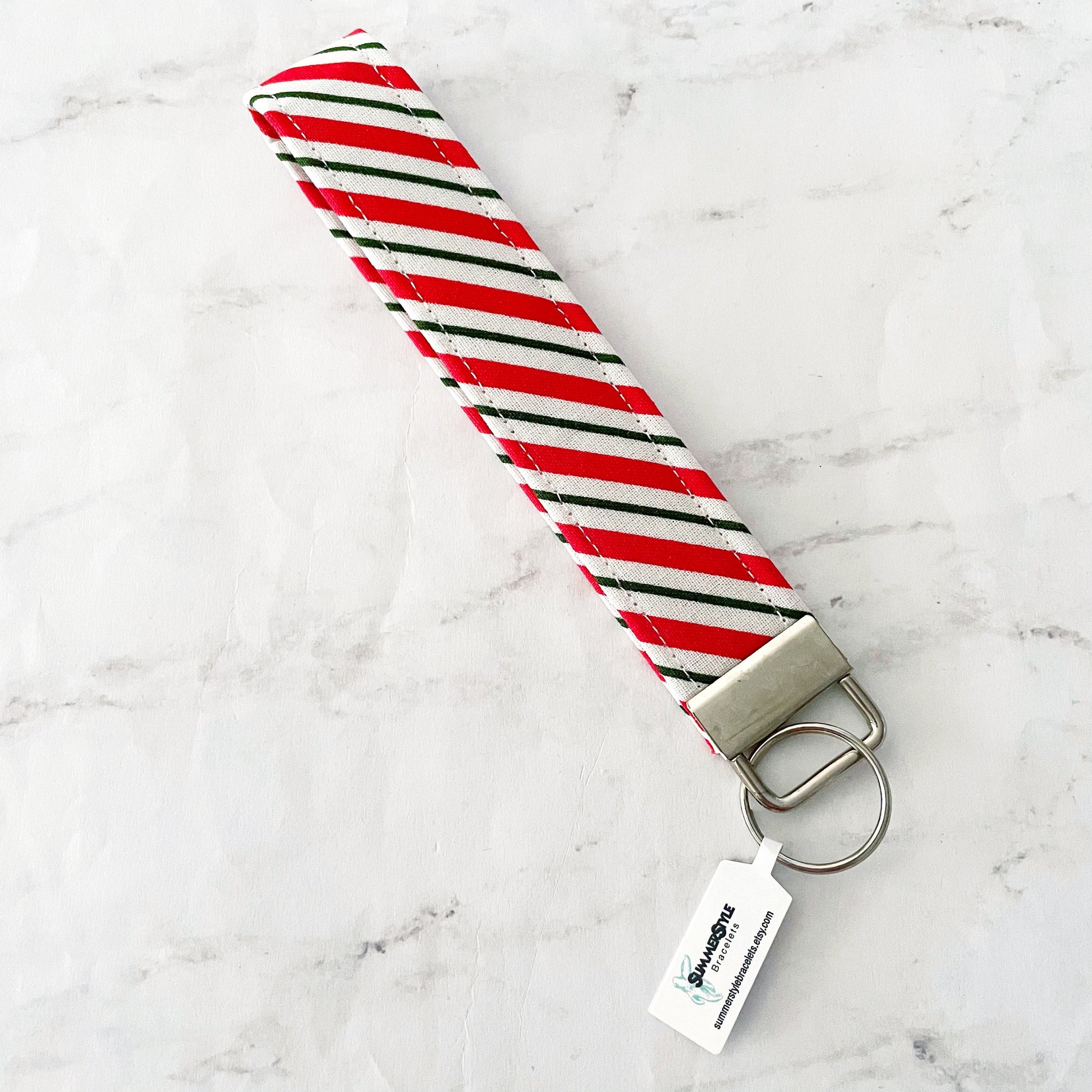 CHRISTMAS Stripes Key Fob Wristlet, 6.5in Wristlet Lanyard, Keychain Wristlet, Handmade Lanyard, SummerStyle Bracelets