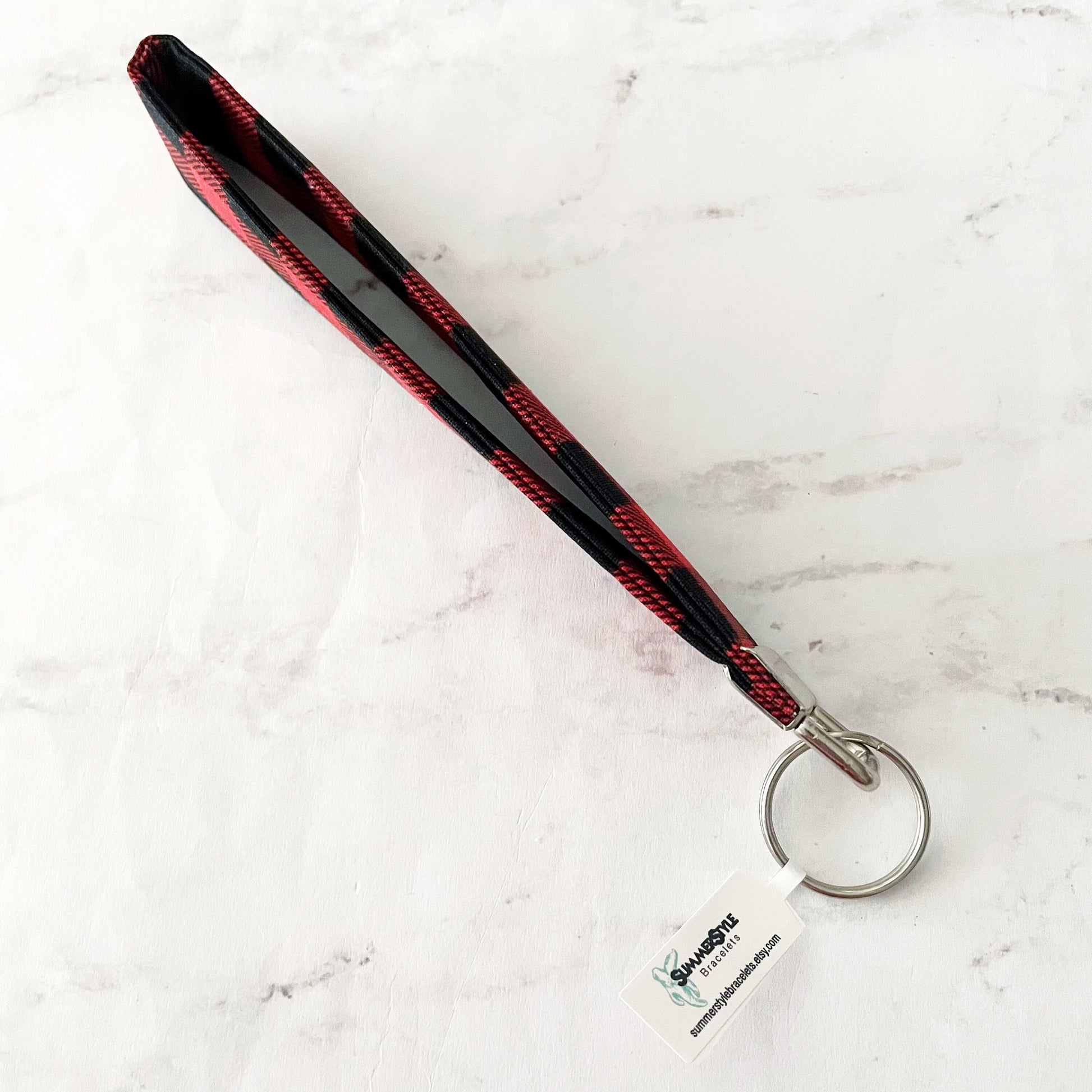 Red Buffalo Plaid Key Fob Wristlet, 6.5in Wristlet Lanyard, Keychain Wristlet, Handmade Lanyard, SummerStyle Bracelets