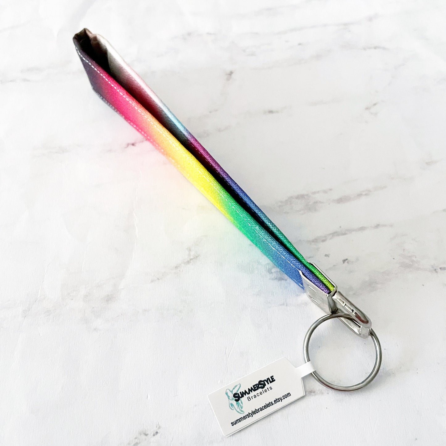 Ombre Rainbow Key Fob Wristlet, 6.5in Wristlet Lanyard, Keychain Wristlet, Handmade Lanyard, SummerStyle Bracelets