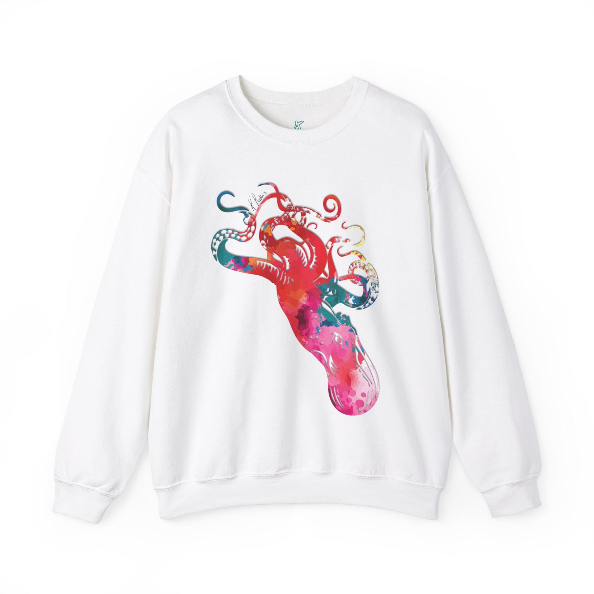 Watercolor Octopus Unisex Heavy Blend Crewneck Sweatshirt, Orca Whale Sweatshirt, Cotton Crewneck, SummerStyle Bracelets