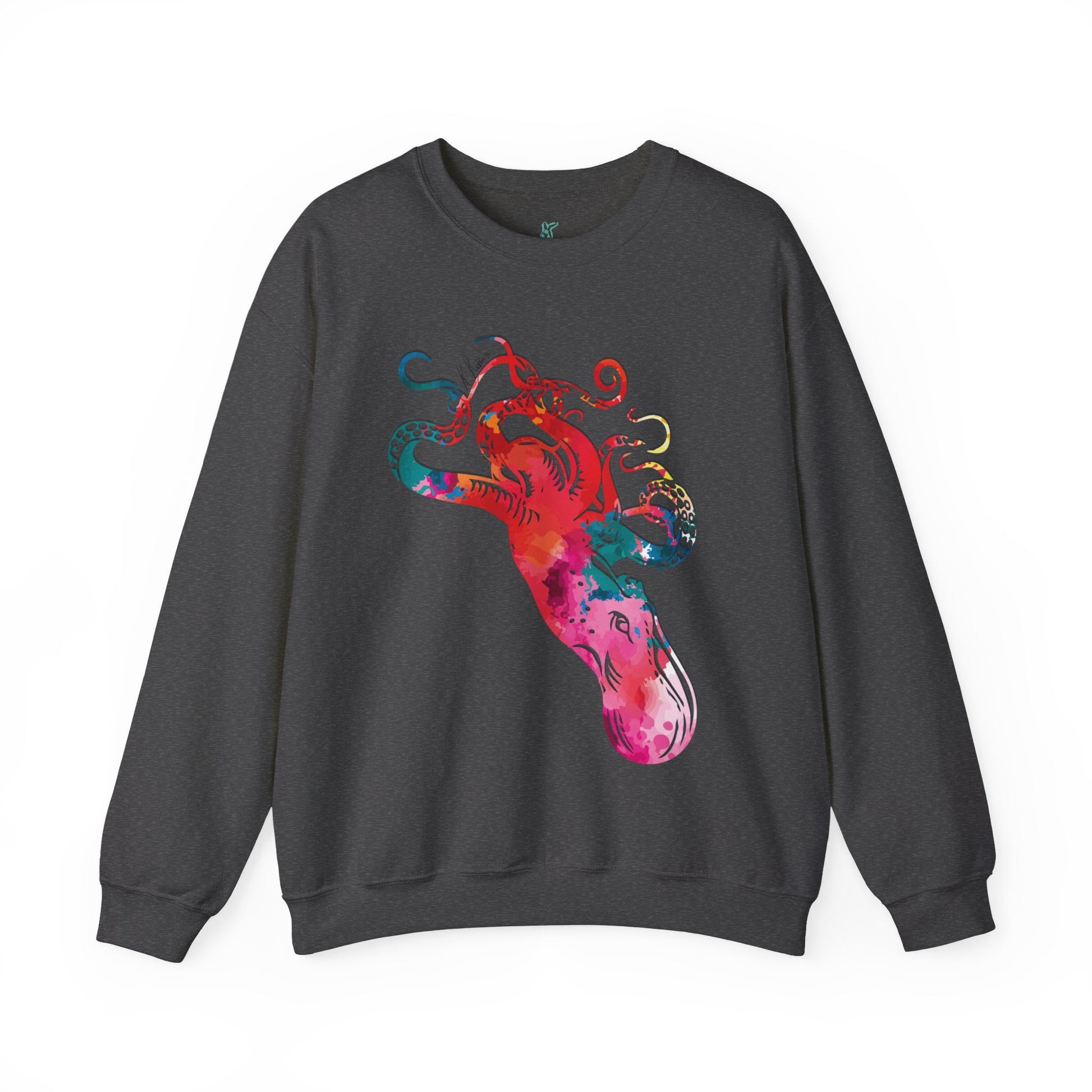 Watercolor Octopus Unisex Heavy Blend Crewneck Sweatshirt, Orca Whale Sweatshirt, Cotton Crewneck, SummerStyle Bracelets