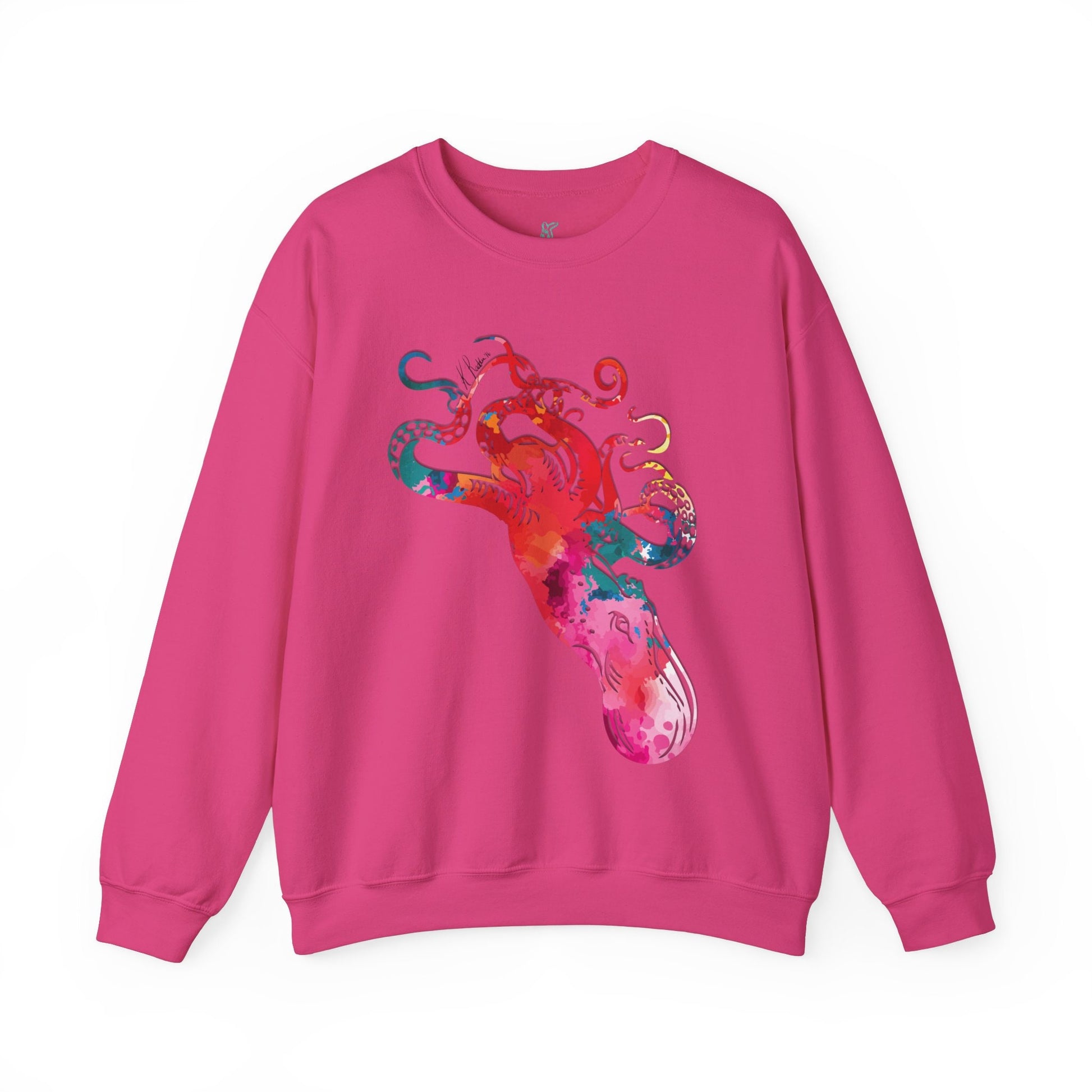 Watercolor Octopus Unisex Heavy Blend Crewneck Sweatshirt, Orca Whale Sweatshirt, Cotton Crewneck, SummerStyle Bracelets