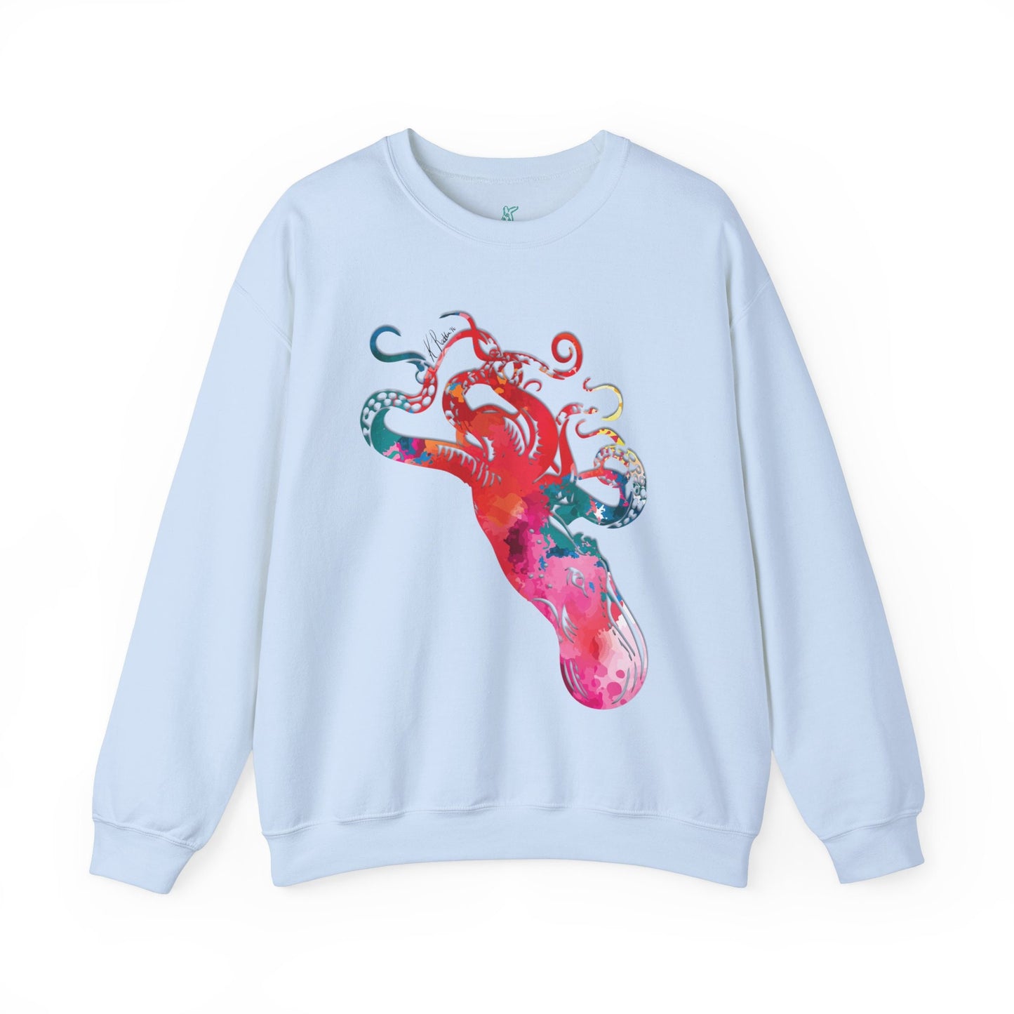 Watercolor Octopus Unisex Heavy Blend Crewneck Sweatshirt, Orca Whale Sweatshirt, Cotton Crewneck, SummerStyle Bracelets