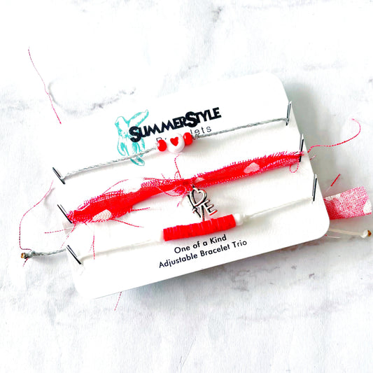 VALENTINE Love Bracelet Set, Bracelet Trio, Unique Bracelet Set, SummerStyle Bracelets