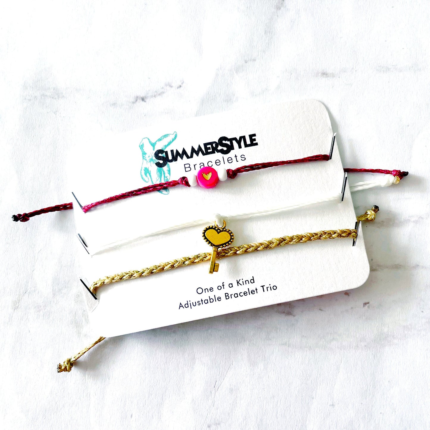 VALENTINE Golden Key Bracelet Set, One of a Kind Bracelet Trio, Unique Bracelet Set, SummerStyle Bracelets