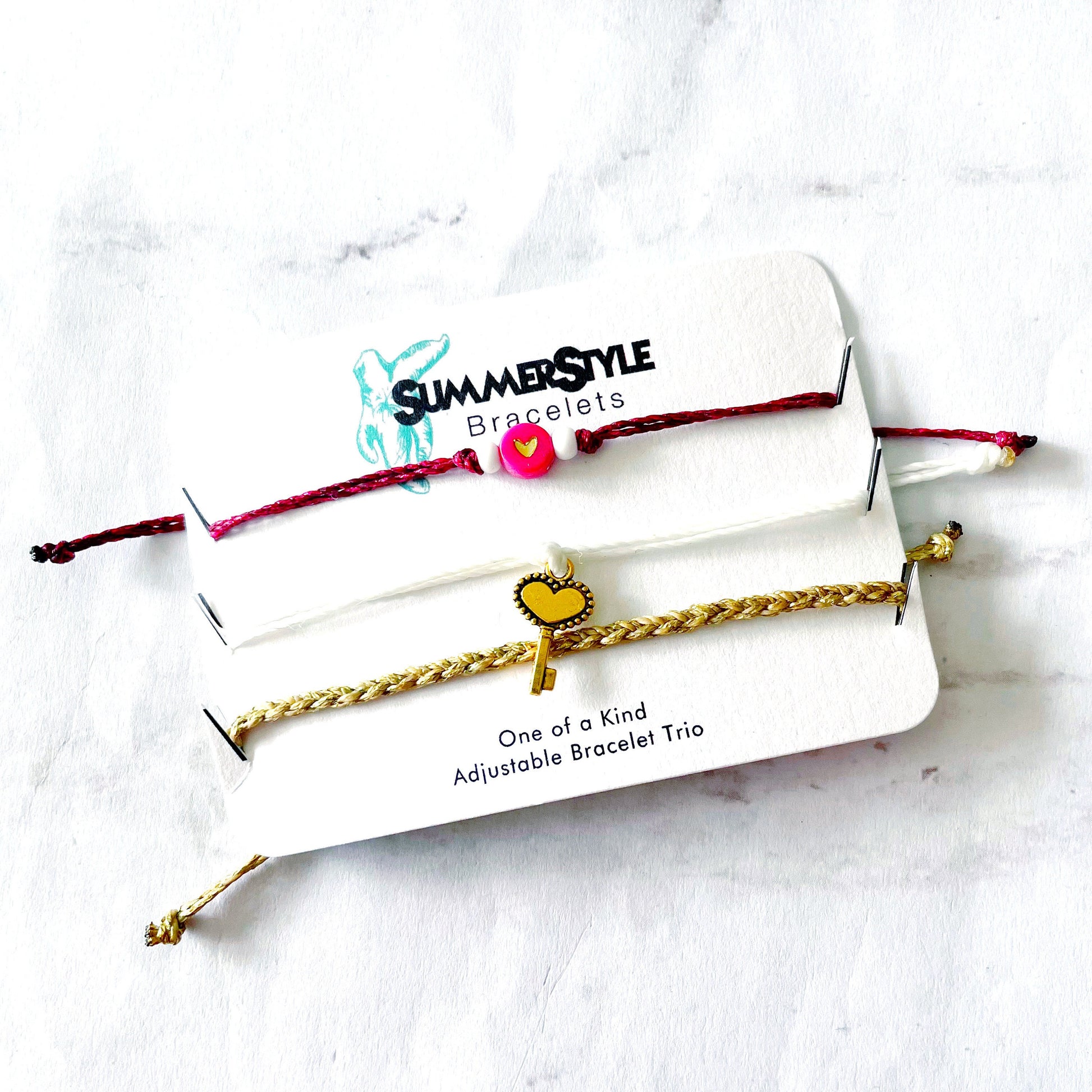 VALENTINE Golden Key Bracelet Set, One of a Kind Bracelet Trio, Unique Bracelet Set, SummerStyle Bracelets