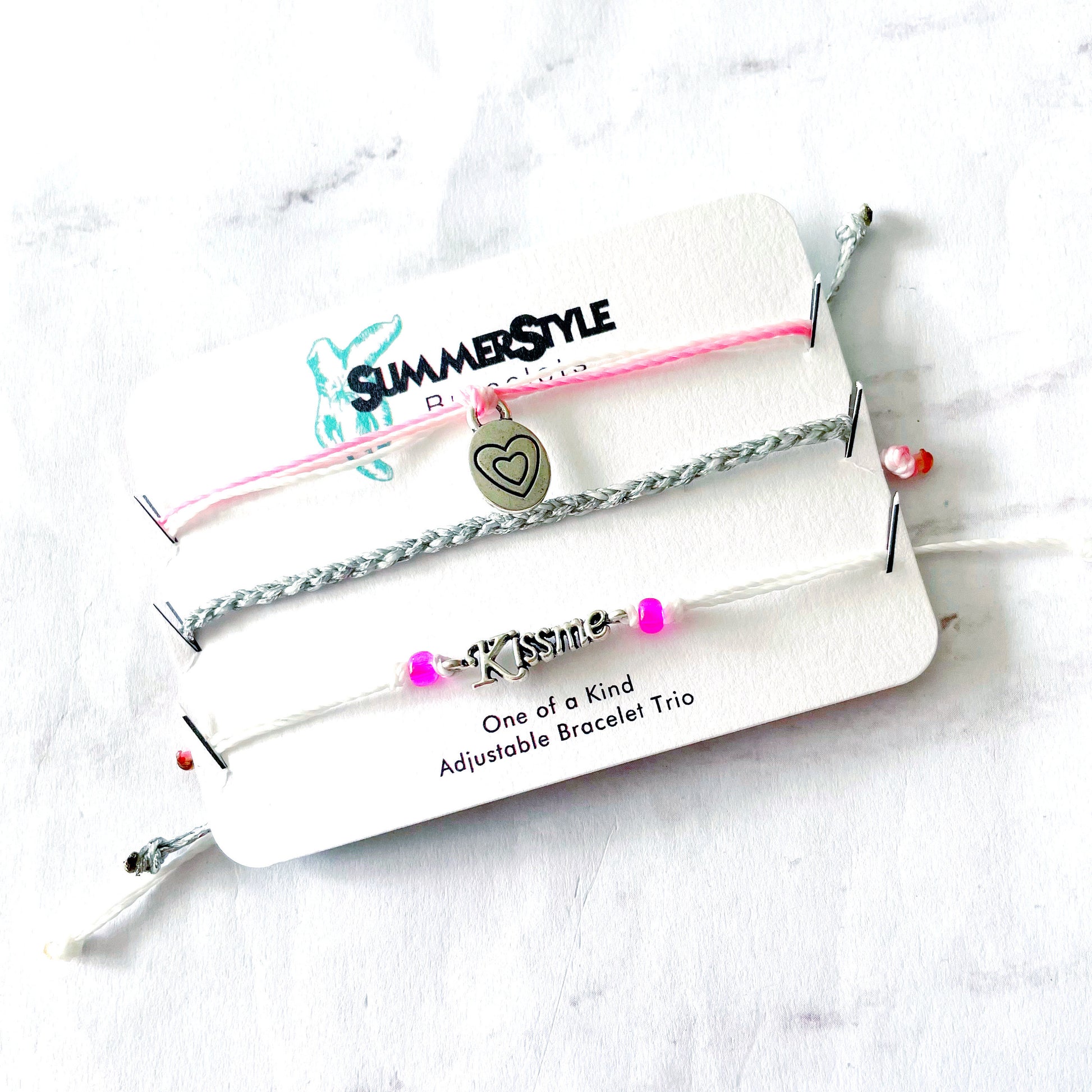 VALENTINE Kiss Me Bracelet Set, One of a Kind Bracelet Trio, Unique Bracelet Set, SummerStyle Bracelets