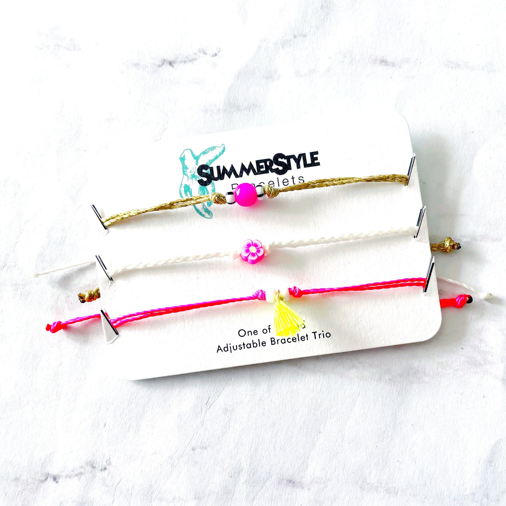 Flower Power Bracelet Set, One of a Kind Bracelet Trio, Unique Bracelet Set, SummerStyle Bracelets