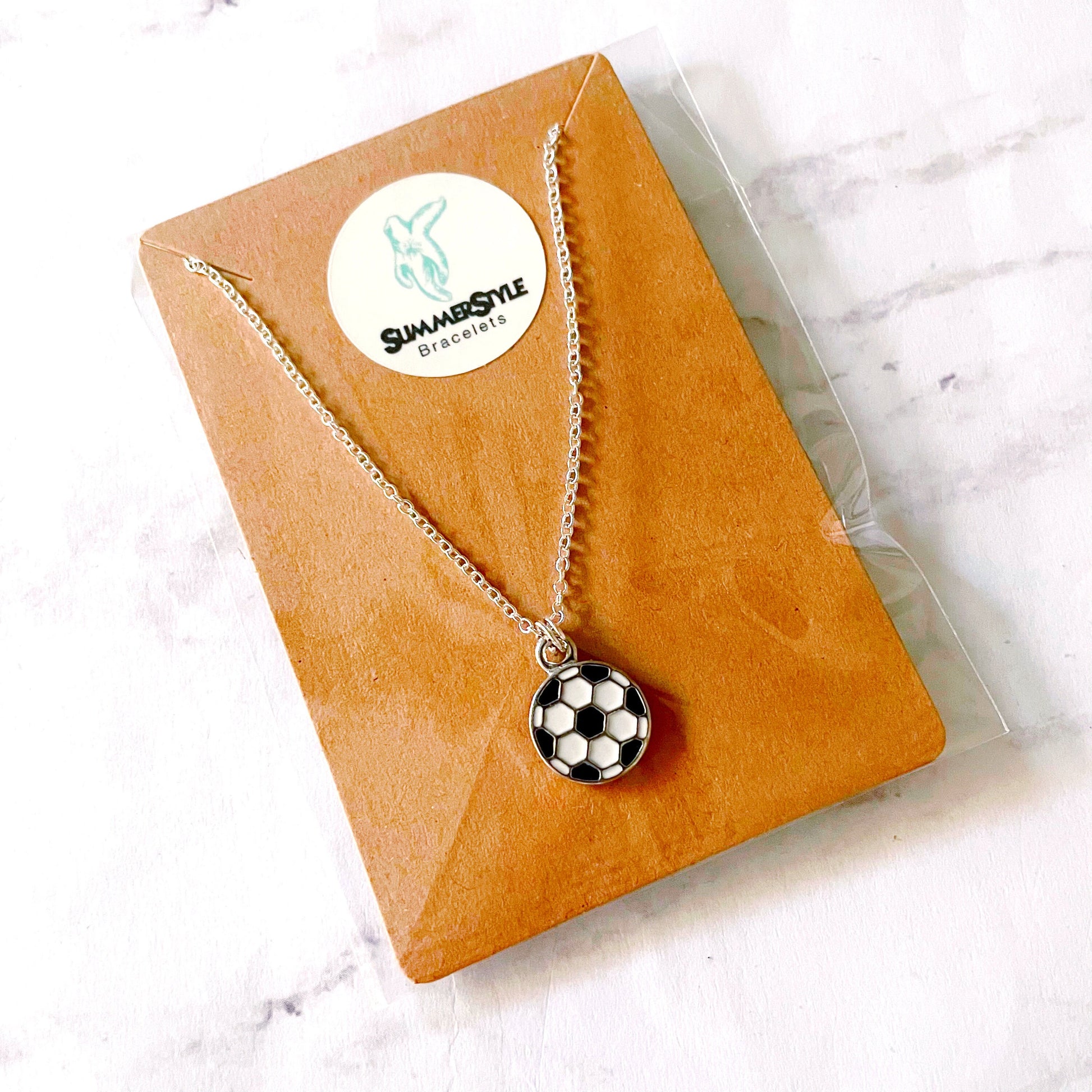 Soccer Ball Charm Necklace, Sports Jewelry, Silver Chain Necklace, SummerStyle Bracelets