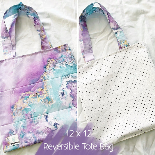 Lavender Geode Reversible Bookish Tote Bag, Reversible Tote, Tablet Bag, Book Tote, SummerStyle Bracelets