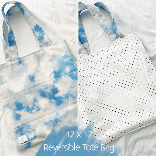 Head in the Clouds Reversible Bookish Tote Bag, Reversible Tote, Tablet Bag, Book Tote, SummerStyle Bracelets