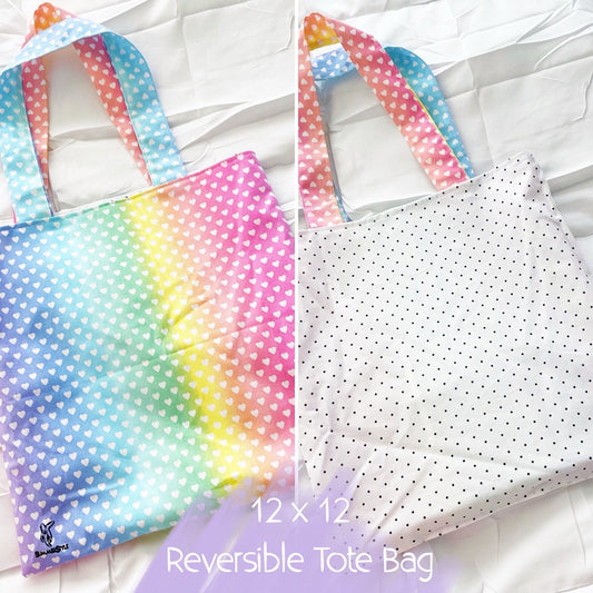 Rainbow Hearts Reversible Bookish Tote Bag, Reversible Tote, Tablet Bag, Book Tote, SummerStyle Bracelets