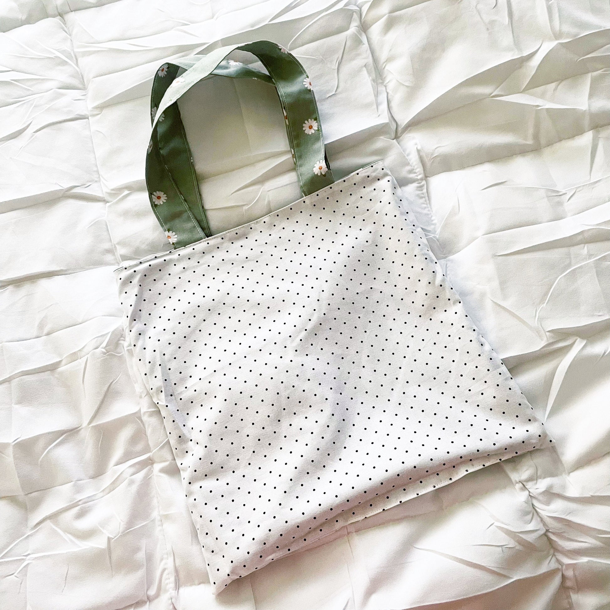 Sage Daisy Reversible Bookish Tote Bag, Reversible Tote, Tablet Bag, Book Tote, SummerStyle Bracelets