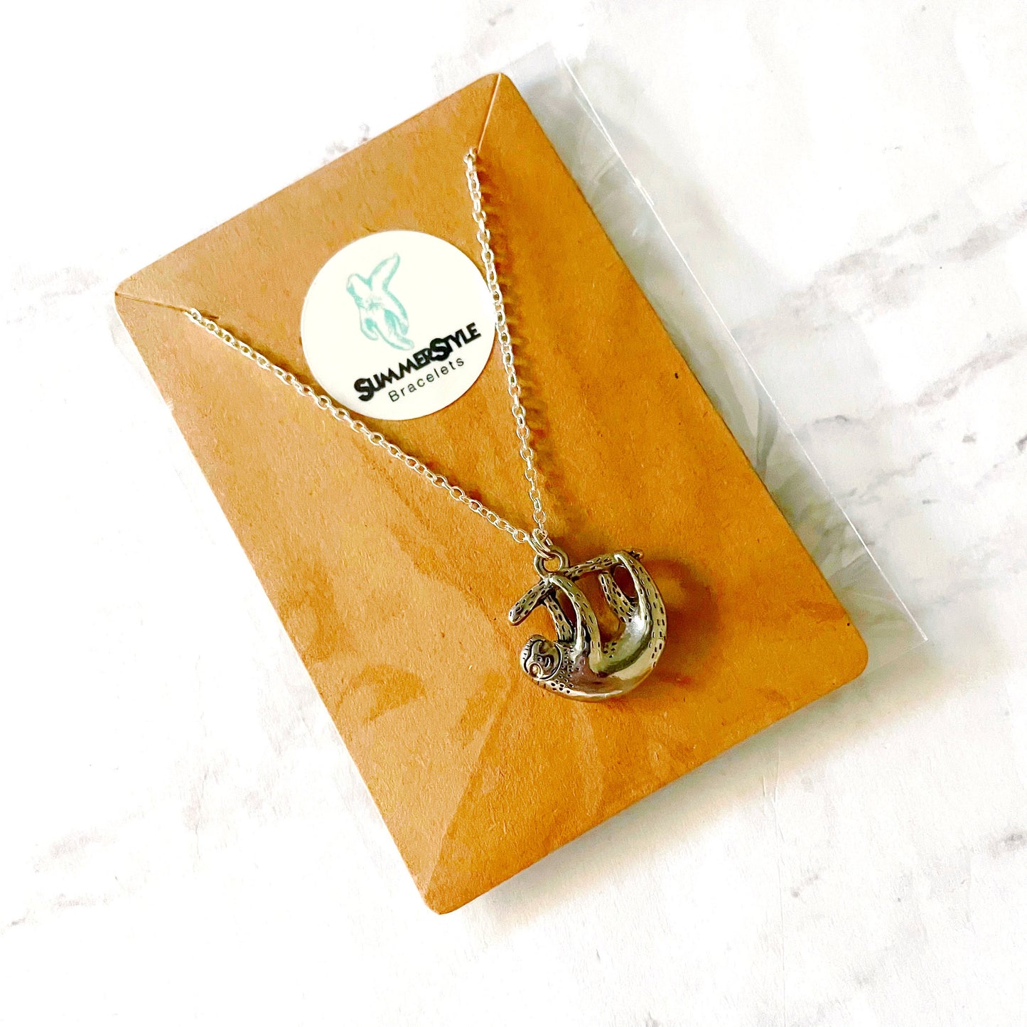 Silver Sloth Necklace, Sloth Jewelry, Stainless Steel Chain Necklace, SummerStyle Bracelets